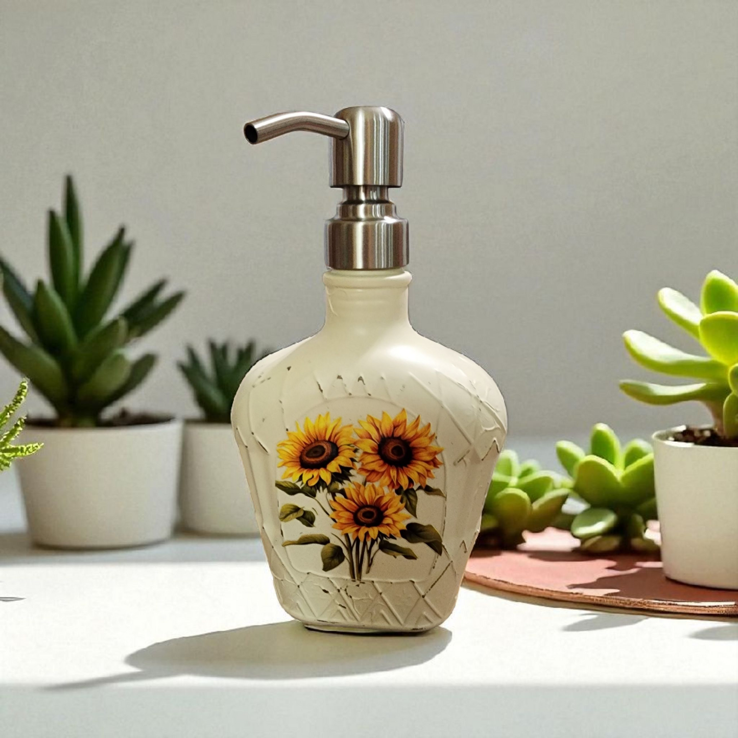 Upcycled Crown Royal Bottle Sunflower Dispenser