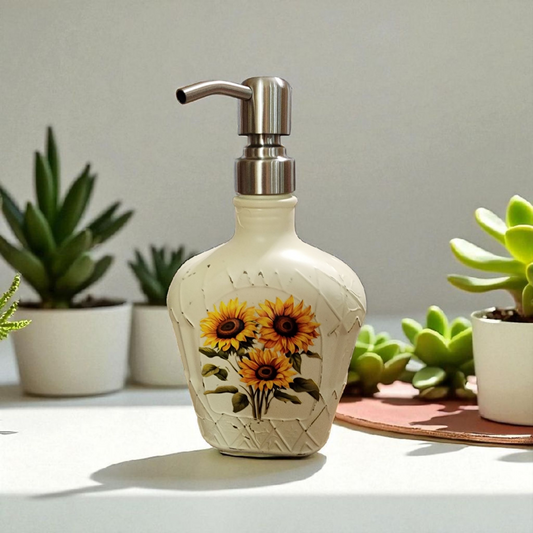 Upcycled Crown Royal Bottle Sunflower Dispenser